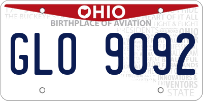 OH license plate GLO9092