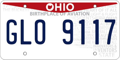 OH license plate GLO9117
