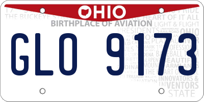 OH license plate GLO9173