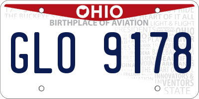 OH license plate GLO9178