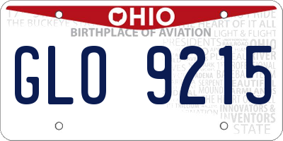 OH license plate GLO9215