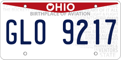 OH license plate GLO9217