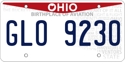OH license plate GLO9230