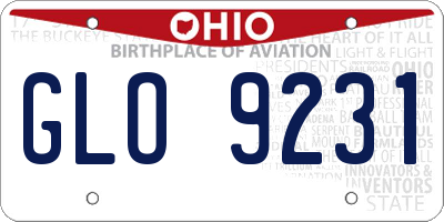 OH license plate GLO9231