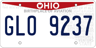 OH license plate GLO9237