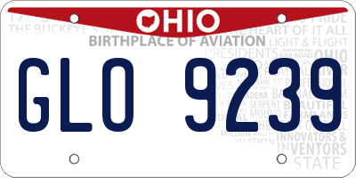 OH license plate GLO9239