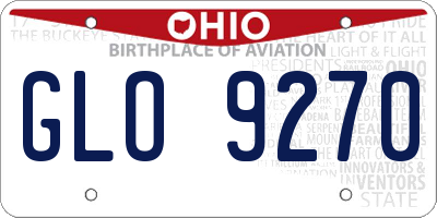 OH license plate GLO9270