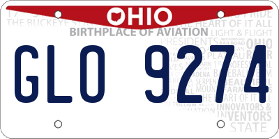OH license plate GLO9274