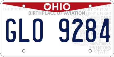 OH license plate GLO9284