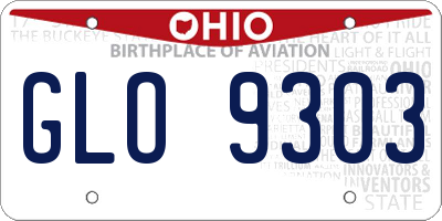 OH license plate GLO9303