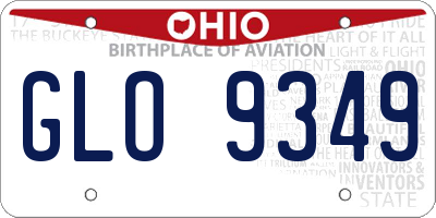 OH license plate GLO9349