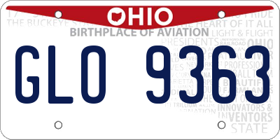 OH license plate GLO9363