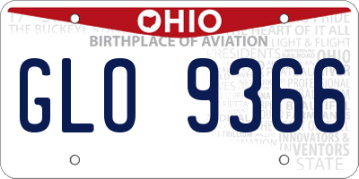 OH license plate GLO9366