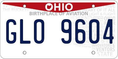 OH license plate GLO9604