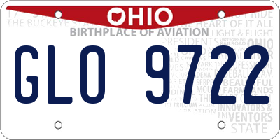 OH license plate GLO9722