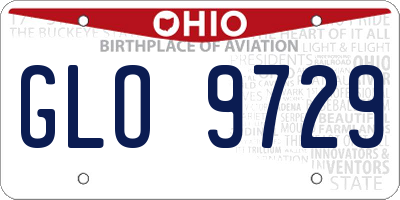 OH license plate GLO9729