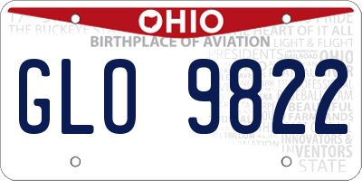 OH license plate GLO9822