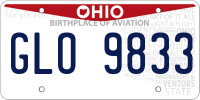 OH license plate GLO9833