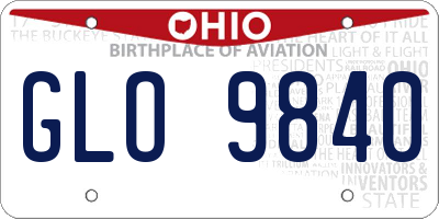 OH license plate GLO9840