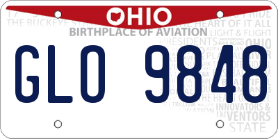 OH license plate GLO9848
