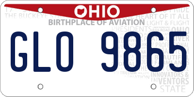 OH license plate GLO9865