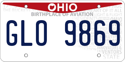 OH license plate GLO9869