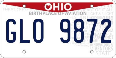 OH license plate GLO9872