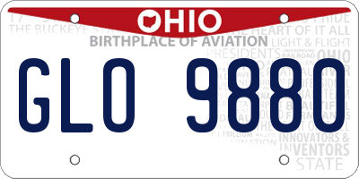 OH license plate GLO9880