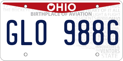 OH license plate GLO9886