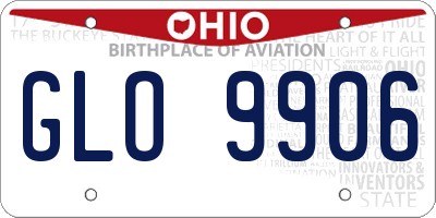 OH license plate GLO9906