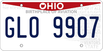 OH license plate GLO9907