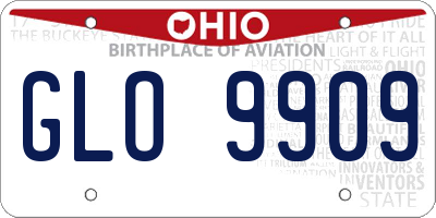 OH license plate GLO9909
