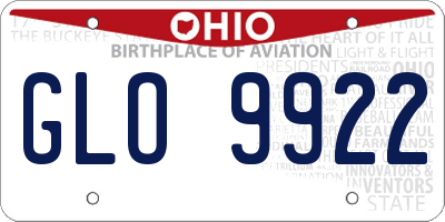 OH license plate GLO9922