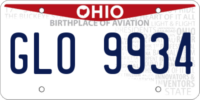 OH license plate GLO9934