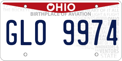 OH license plate GLO9974