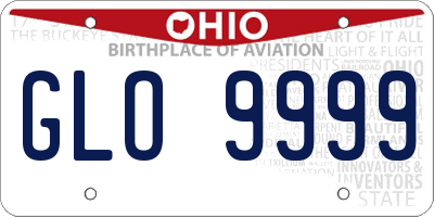 OH license plate GLO9999