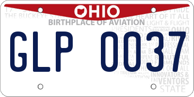 OH license plate GLP0037