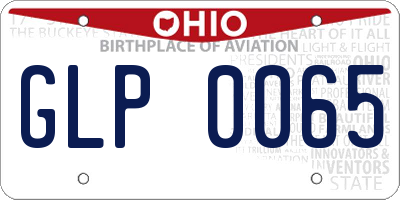 OH license plate GLP0065
