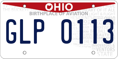 OH license plate GLP0113