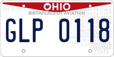 OH license plate GLP0118