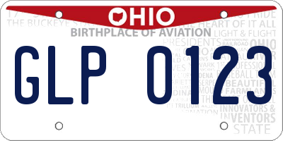 OH license plate GLP0123
