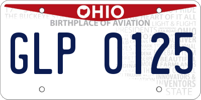 OH license plate GLP0125