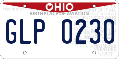 OH license plate GLP0230