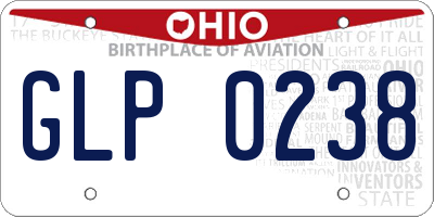 OH license plate GLP0238