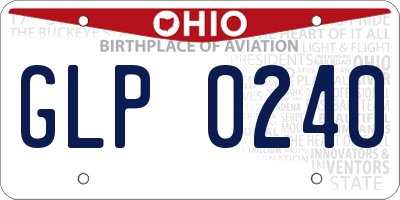 OH license plate GLP0240