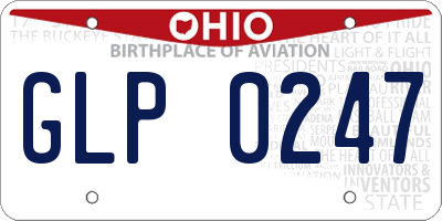 OH license plate GLP0247