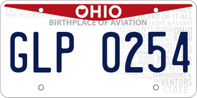 OH license plate GLP0254
