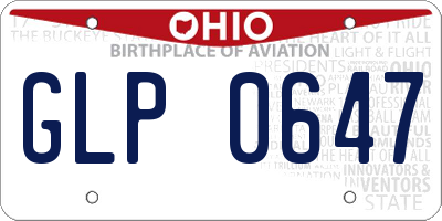 OH license plate GLP0647