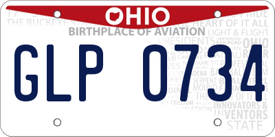 OH license plate GLP0734