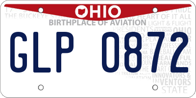 OH license plate GLP0872
